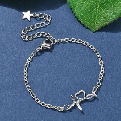304 Stainless Steel Heartbeat Link Bracelets