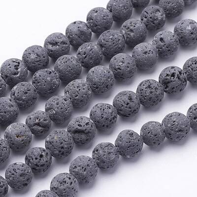Unwaxed Natural Lava Rock Bead Strands