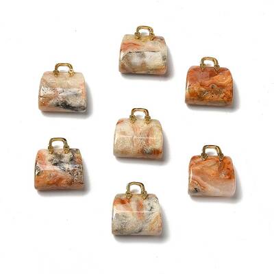 Natural Crazy Agate Brass Pendants