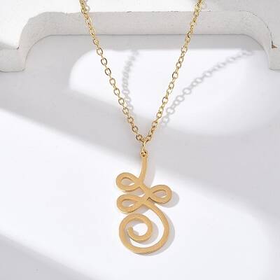 304 Stainless Steel Hollow Cut Yoga Om Lotus Flower Pendant Necklaces