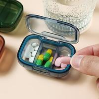 Mini Pill Storage Box, 1 Count Portable 3-grid Dustproof Pill Organizer, Green Medicine Storage Box for Home Office Travel