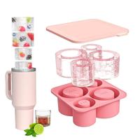 Ice Cube Mold with Lid, 1 Count 4 Grids Silicone Ice Cube Mold, Reusable Ice Cube Maker Containers for Home Kitchen Gadgets A...