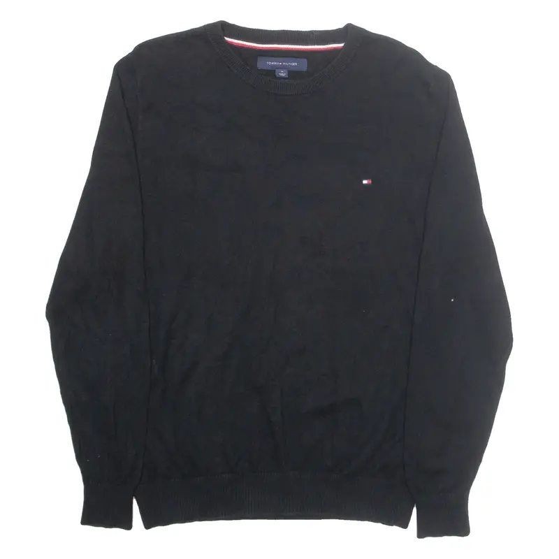 TOMMY HILFIGER Mens Jumper Black Roll Neck Tight Knit M