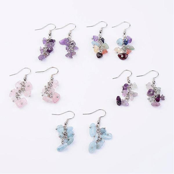Natural Mixed Stone Dangle Earrings