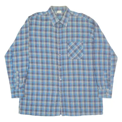Mens Shirt Blue Check Long Sleeve XL