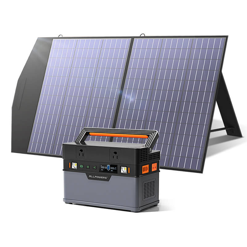 Allpowers Solar Generator Kit 700W Portable Power Station 100W Solar Panel