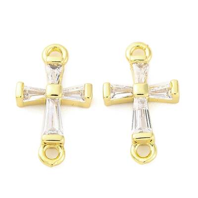 Brass Clear Cubic Zirconia Connector Charms