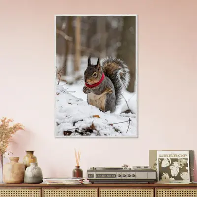 Nature’s Charm - Winter Squirrel Framed Wall Art