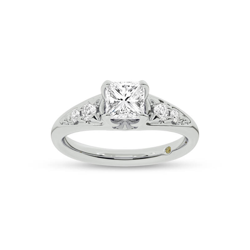 Lyon Tapered Pavé Princess Cut Lab Grown Diamond Engagement Ring | 14K White Gold 1 3/4 CT. TW.