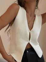 Women's Plain Sweater Vest, Casual Sleeveless Knitwear for Summer, Tops for Women, Fashion Women's Knit Clothing for Daily We...