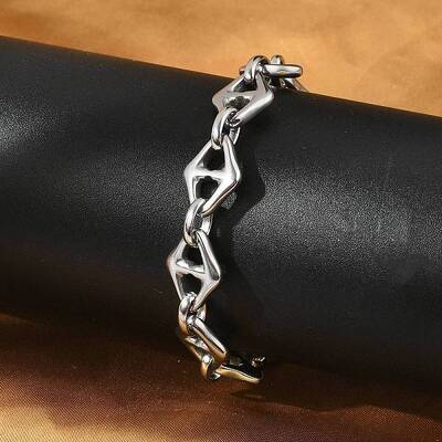 304 Stainless Steel Rhombus Link Chains Bracelets for Men & Women