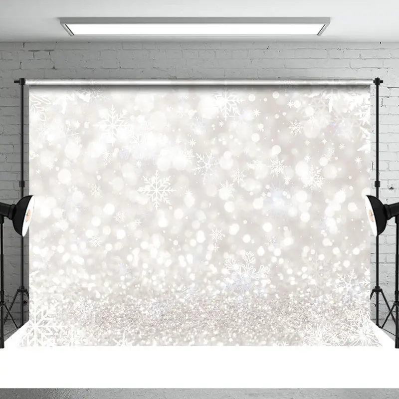 Bokeh Glitter Snowflake Winter Christmas Backdrop - Aperturee