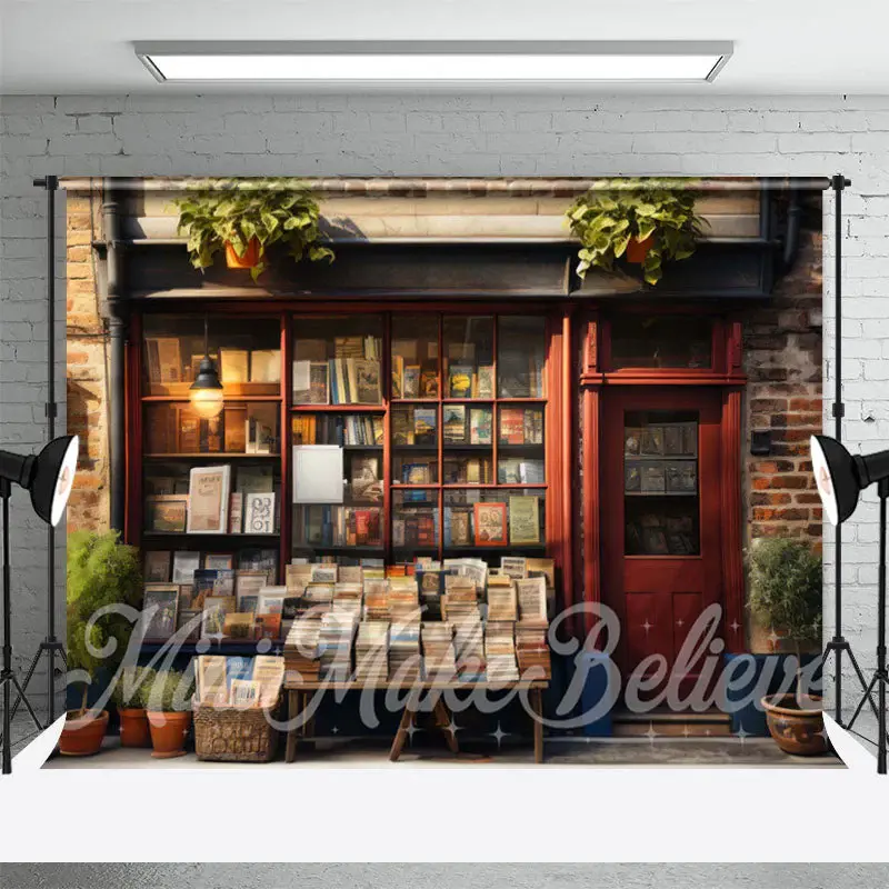 Newsstand Bookstore Brick Wall Birthday Backdrop - Aperturee