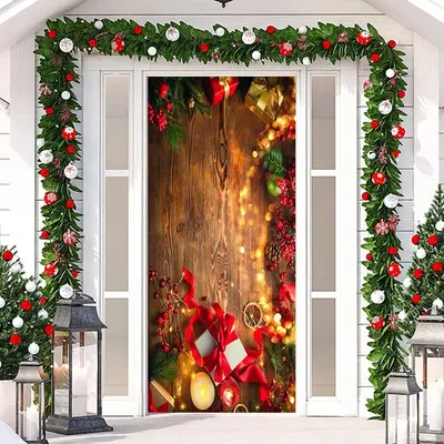 Wooden Board Glitter Light Warm Christmas Door Cover - Aperturee