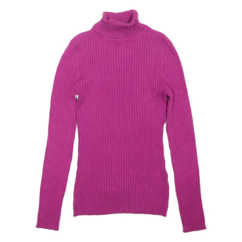 CHADWICKS Petite Jumper Purple Tight Knit High Neck Womens M