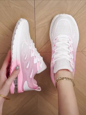 Women's Fashionable Lace Up Front Sneakers, Lightweight Breathable Comfortable Sports Running Shoes for Daily Wear, Perfect f...