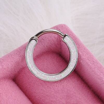316L Stainless Steel Micro Pave Cubic Zirconia Hoop Nose Rings