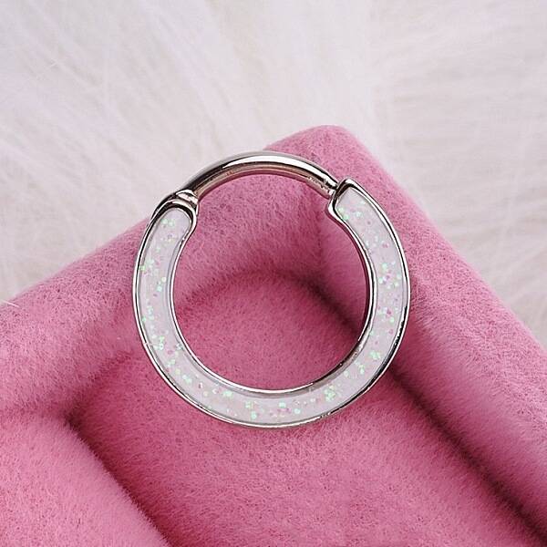 316L Stainless Steel Micro Pave Cubic Zirconia Hoop Nose Rings