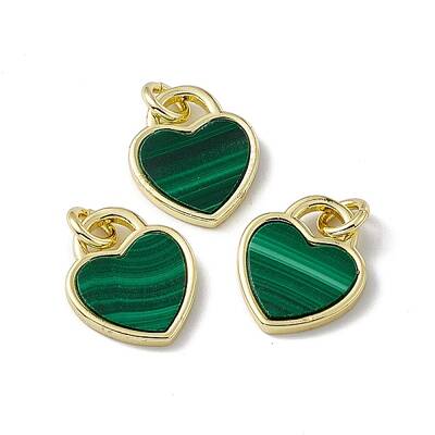Natural Malachite Heart Charms