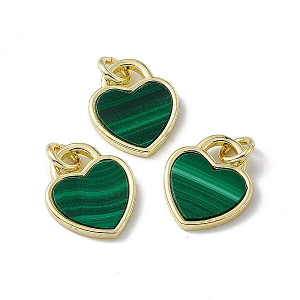 Natural Malachite Heart Charms