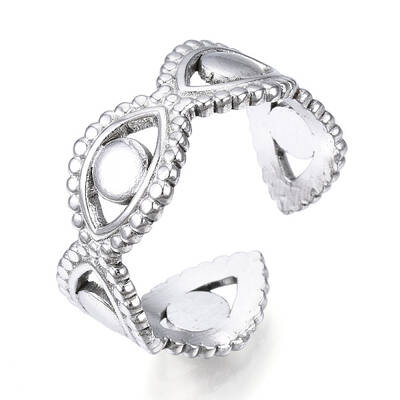 Non-Tarnish 304 Stainless Steel Evil Eye Open Cuff Ring