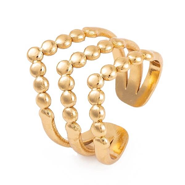 PVD Vacuum Plating 304 Stainless Steel Crown Open Cuff Ring