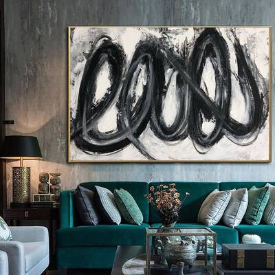 Abstract Spiral Painting Black And White Paintings On Canvas 30x40 Oil Painting Aesthetic Fine Art Modern Art Loop Wall Art f...