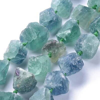 Natural Gemstone Fluorite Rough Nuggets Bead Strands