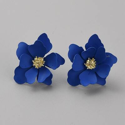 Alloy 3D Flower Stud Earrings