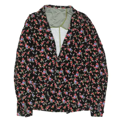 XAGON MAN Mens Blazer Jacket Black Velvet Floral M