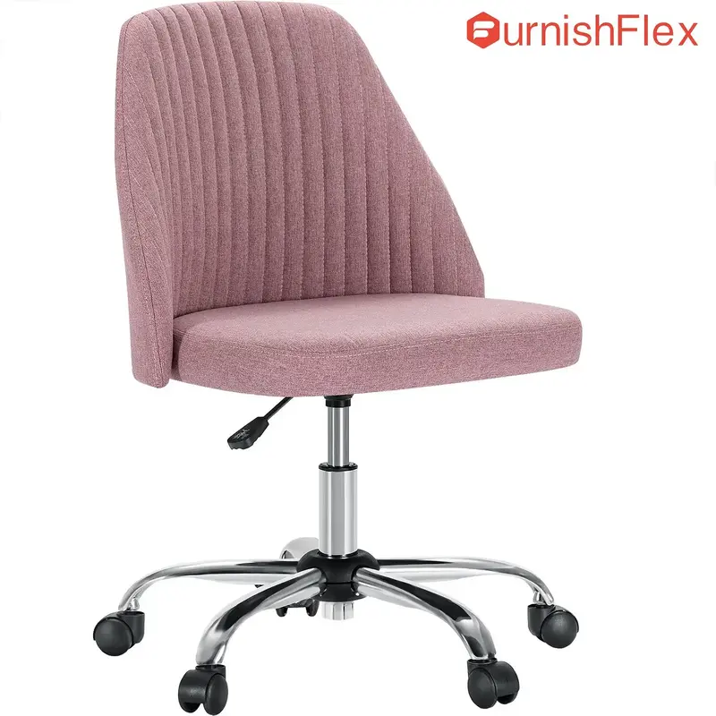 FurnishFlex Cute Desk Chair Armless  Modern Fabric Home Office Desk Chairs with Wheels