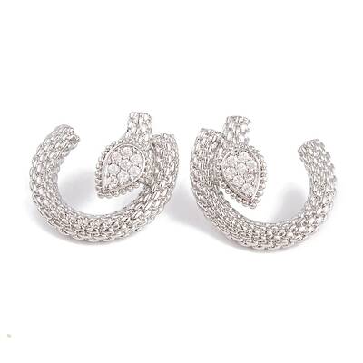 Rack Plating Brass Cubic Zirconia Stud Earrings