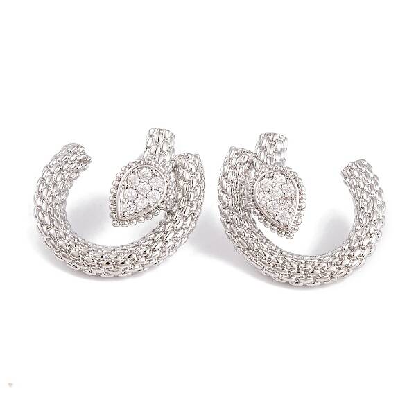 Rack Plating Brass Cubic Zirconia Stud Earrings