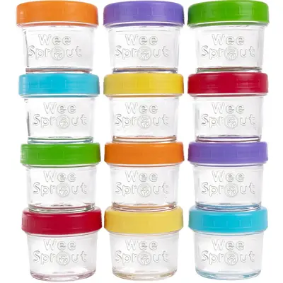 WeeSprout Glass Baby Food Storage Jars with Lids, Reusable Small Containers -  4/8 oz, 8/12 Pack