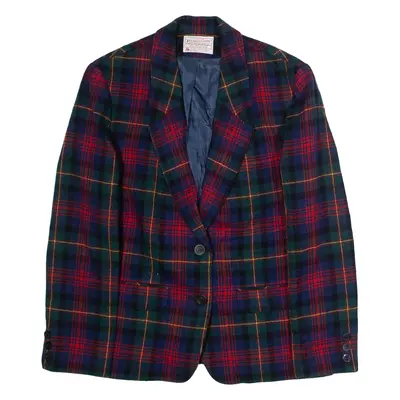 PENDLETON Womens Blazer Jacket Green Wool 90s Plaid UK 10