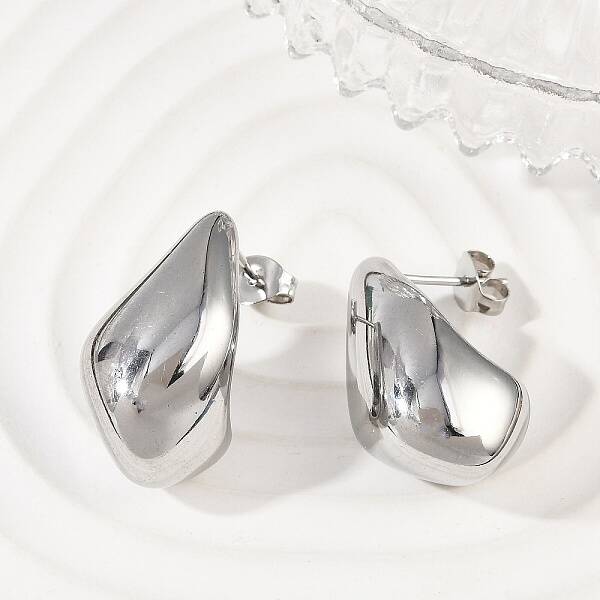 304 Stainless Steel Teardrop Stud Earrings for Women