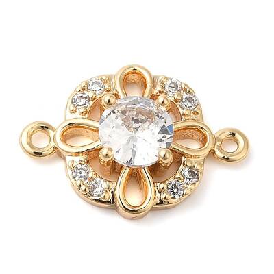 Brass Pave Clear Cubic Zirconia Connector Charms