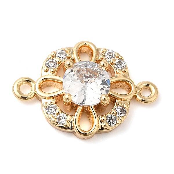 Brass Pave Clear Cubic Zirconia Connector Charms