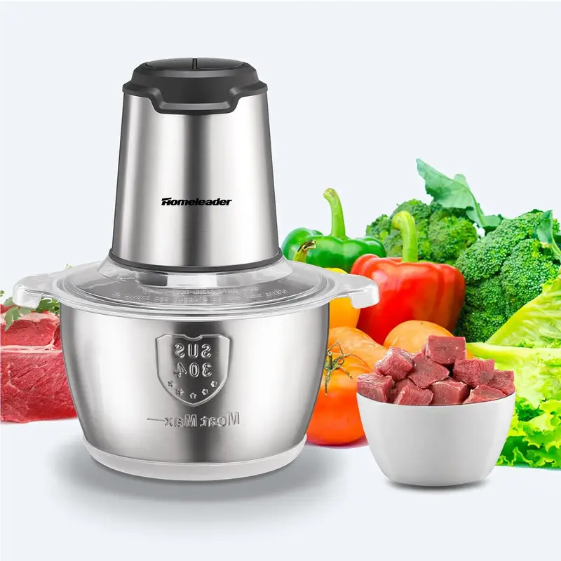 Electric Food Processor Chopper - 4 Stainless Steel Blades, Single Bowl Multifunctional for Meat, Vegetables, Fruits, Baby Fo...