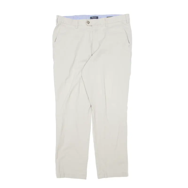 NAUTICA The Beacon Pant Chino Trousers Cream Regular Tapered Mens W36 L32