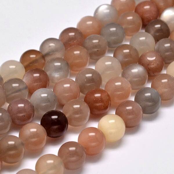Grade AA Natural Multi-Moonstone Bead Strands