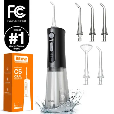 Bitvae C5/C6 Water Flosser for Teeth - Cordless Portable Oral Irrigator, Powerful and Rechargeable, IPX7 Waterproof for Brace...