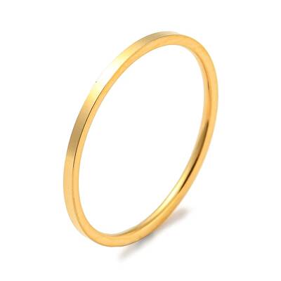 Ion Plating(IP) 304 Stainless Steel Simple Plain Band Finger Ring for Women Men
