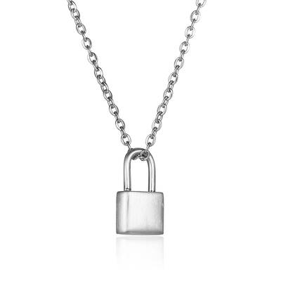 Stainless Steel Padlock Pendant Necklace for Women