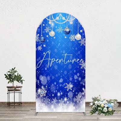 Aperturee Blue White Bokeh Snowy Bells Christmas Arch Backdrop, 1.6X4FT(0.5X1.2M), 38.18 USD, arch backdrop kit, GLH0D481-A