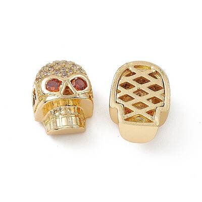 Brass Micro Pave Cubic Zirconia Beads