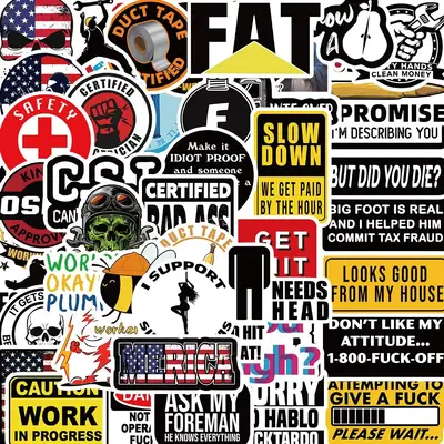 Funny Safety Helmet Sticker, 50pcs Cartoon Interesting Sticker, Diy Decorative Sticker for Luggage Skateboard Refrigerator No...