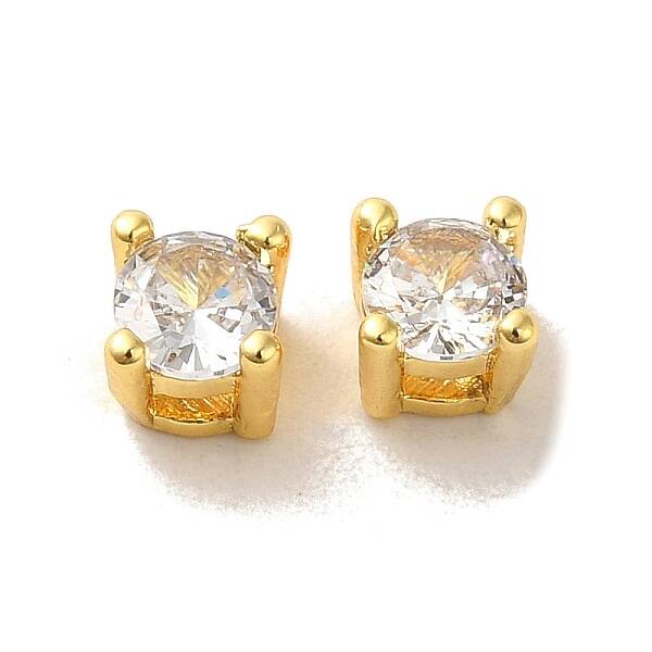 Brass with  Single Clear  Cubic Zirconia Bead