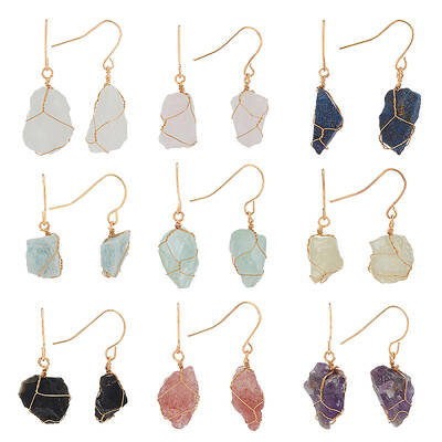 9 Style 9 Style Natural Gemstone Nugget Dangle Earrings