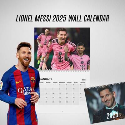 Lionel Messi 2025 Wall Calendar, Fan Gift, Sza Merch, Messi Art, Christmas Gift, Birthday Gift